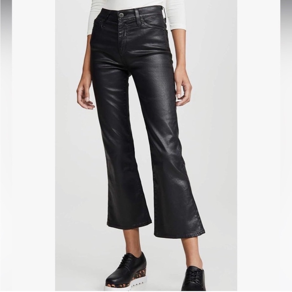 AG Adriano Goldschmied Quinne Hi-Rise Flare Crop Leatherette Pants